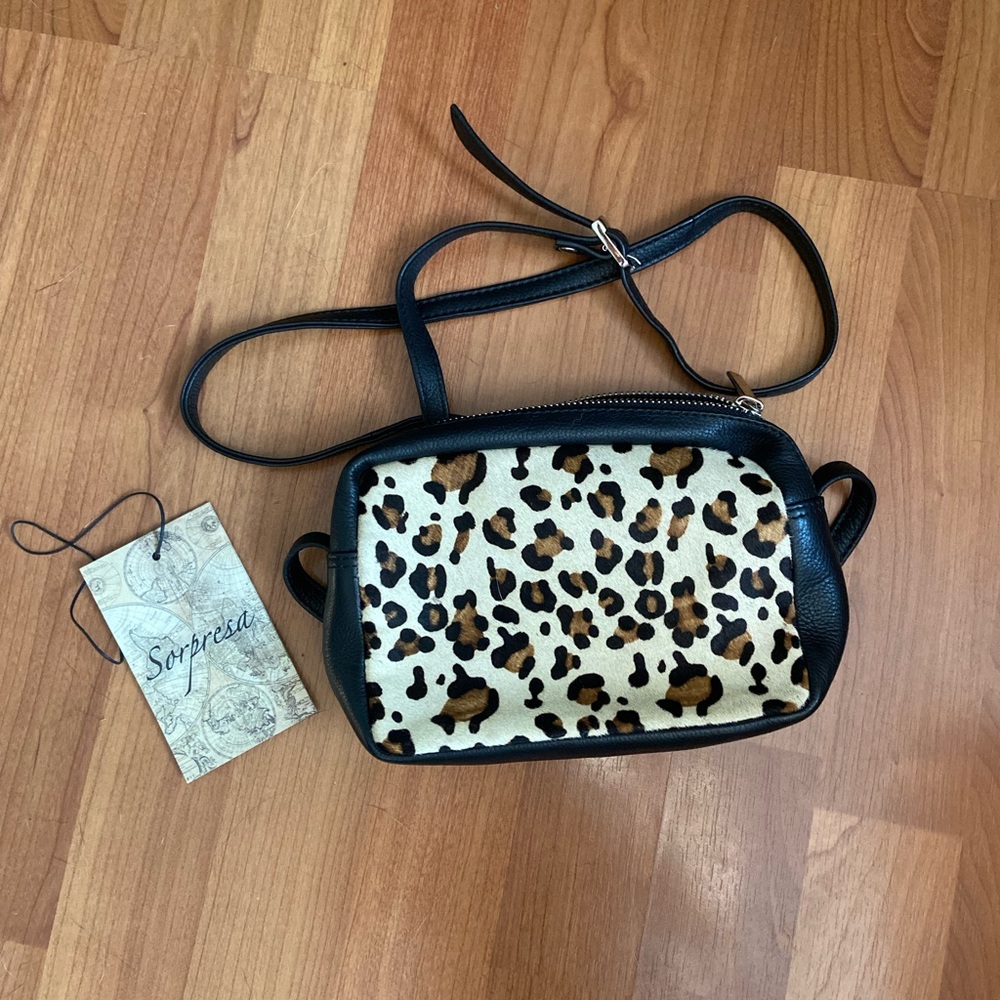 Sorpresa mini animal print leather cross body bag NWT